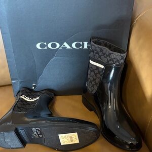 Coach Glossy Black Ankle Boots